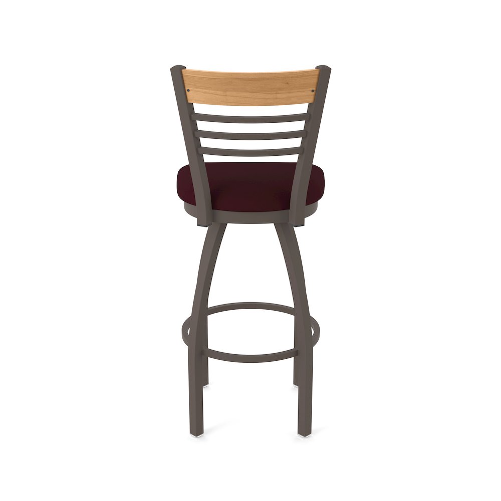 30" Swivel Bar Stool, Bronze Finish, Medium Back, Canter Bordeaux Seat