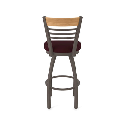 30" Swivel Bar Stool, Bronze Finish, Medium Back, Canter Bordeaux Seat