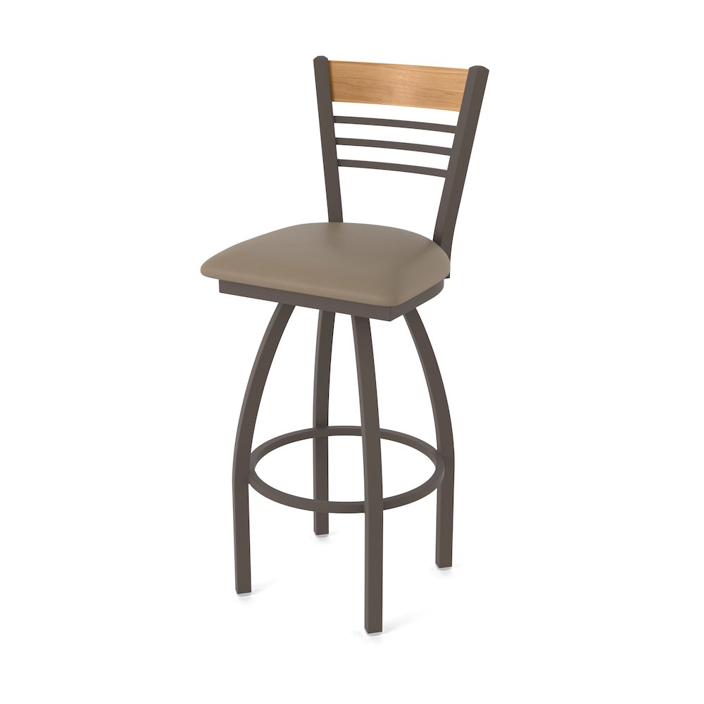 30" Swivel Bar Stool, Bronze Finish, Medium Back, Canter Earth Seat