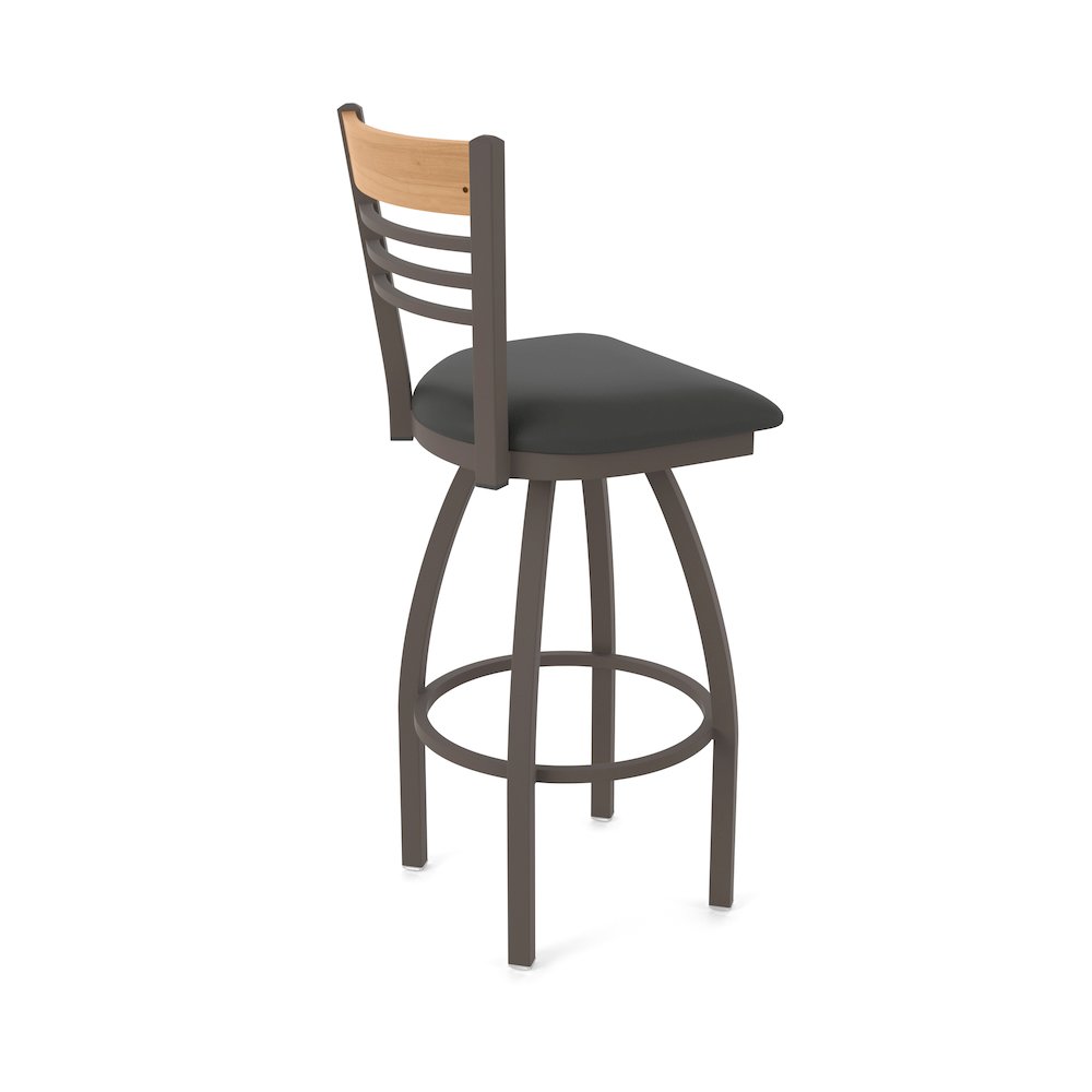 30" Swivel Bar Stool, Bronze Finish, Medium Back, Canter Iron Seat
