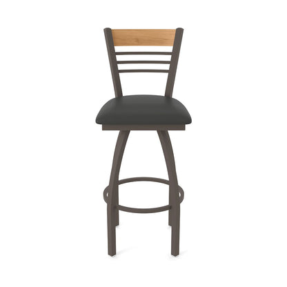 30" Swivel Bar Stool, Bronze Finish, Medium Back, Canter Iron Seat