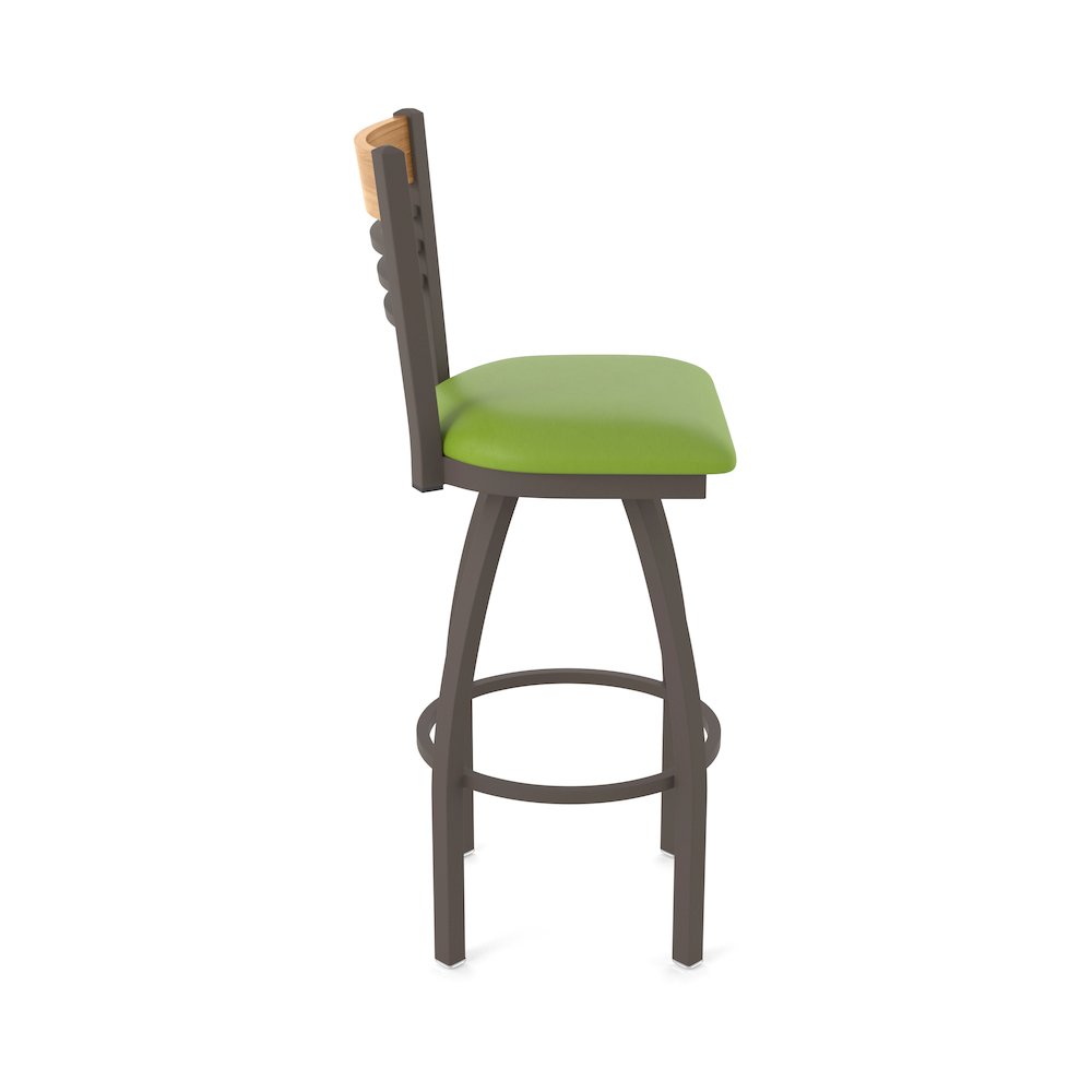 30" Swivel Bar Stool, Bronze Finish, Medium Back, Canter Kiwi Green Seat