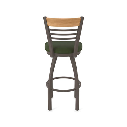 30" Swivel Bar Stool, Bronze Finish, Medium Back, Canter Pine Seat