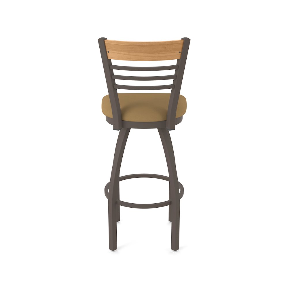 30" Swivel Bar Stool, Bronze Finish, Medium Back, Canter Saddle Seat