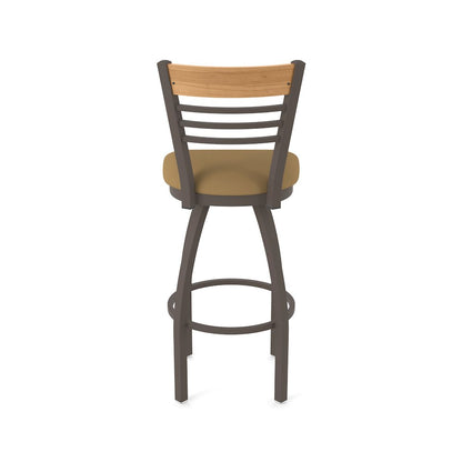 30" Swivel Bar Stool, Bronze Finish, Medium Back, Canter Saddle Seat