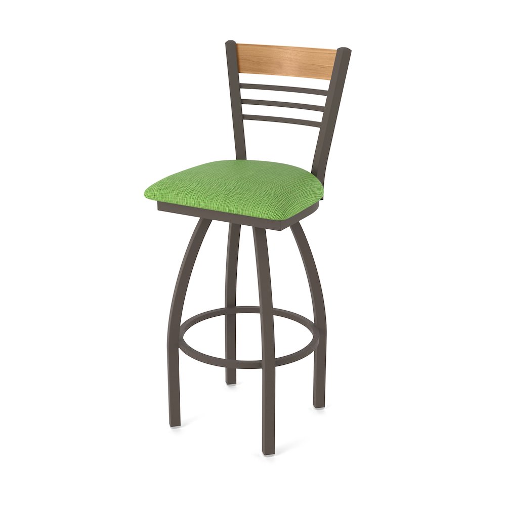 30" Swivel Bar Stool, Bronze Finish, Medium Back, Graph Parrot Seat