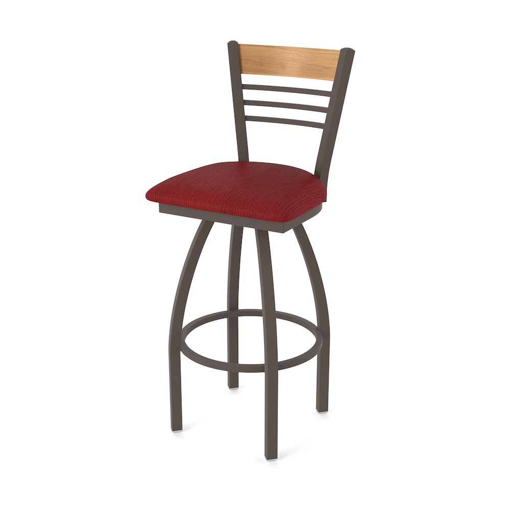 30" Swivel Bar Stool, Bronze Finish, Medium Back, Graph Ruby Seat