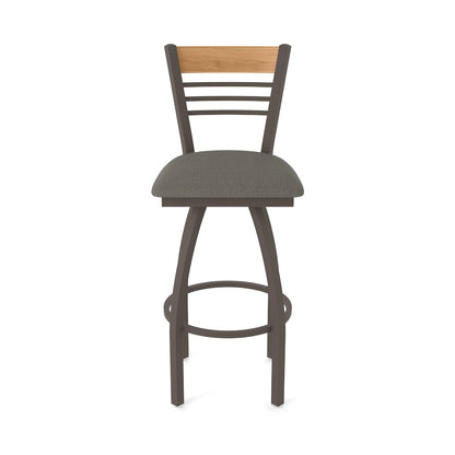 30" Swivel Bar Stool, Bronze Finish, Medium Back, Graph Chalice Seat