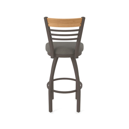 30" Swivel Bar Stool, Bronze Finish, Medium Back, Graph Chalice Seat