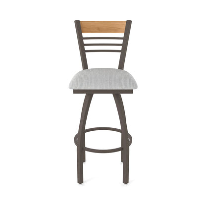 30" Swivel Bar Stool, Bronze Finish, Medium Back, Graph Alpine Seat