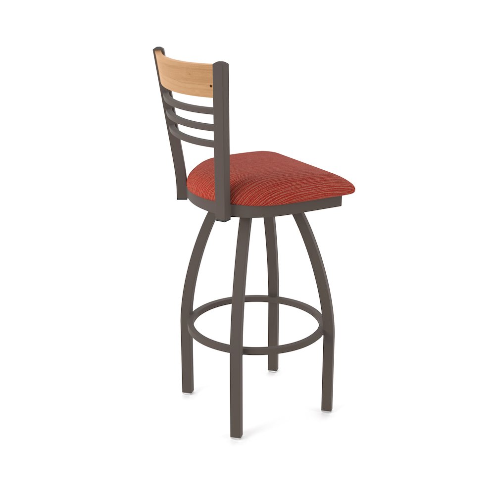 30" Swivel Bar Stool, Bronze Finish, Medium Back, Graph Poppy Seat
