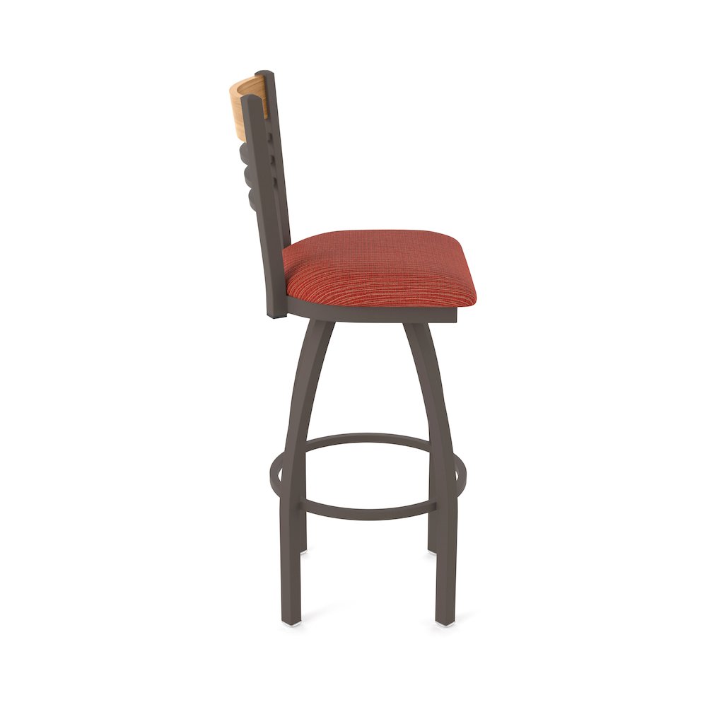 30" Swivel Bar Stool, Bronze Finish, Medium Back, Graph Poppy Seat