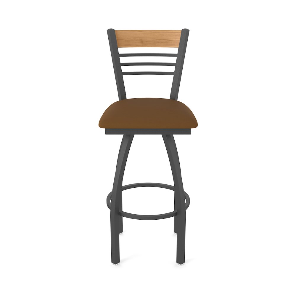 30" Swivel Bar Stool, Pewter Finish, Medium Back, Canter Thatch Seat