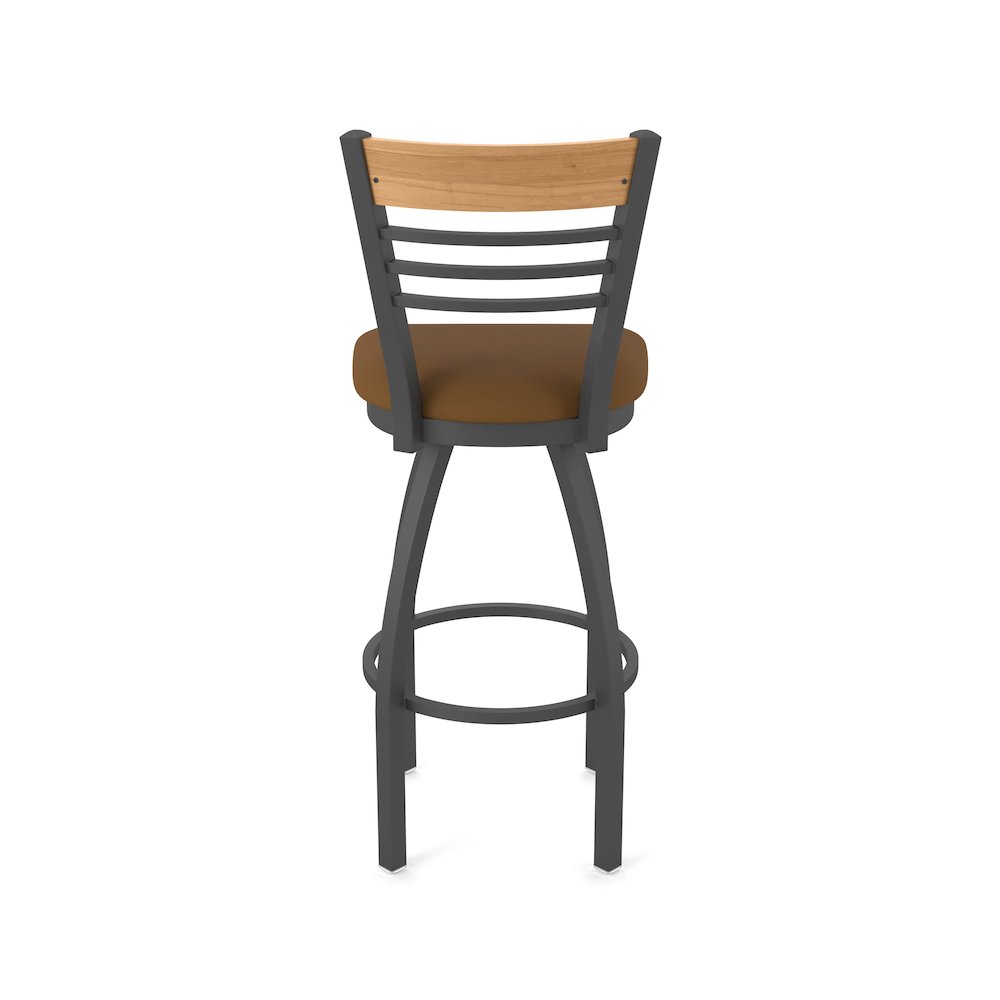 30" Swivel Bar Stool, Pewter Finish, Medium Back, Canter Thatch Seat