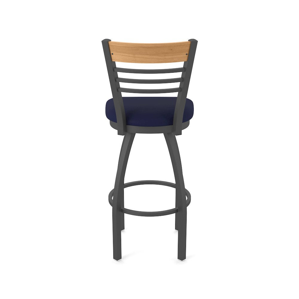 30" Swivel Bar Stool, Pewter Finish, Medium Back, Canter Twilight Seat