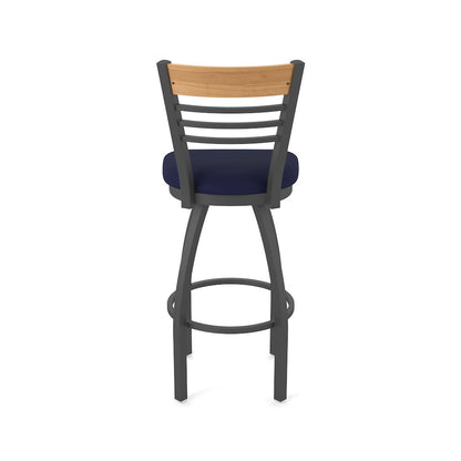 30" Swivel Bar Stool, Pewter Finish, Medium Back, Canter Twilight Seat