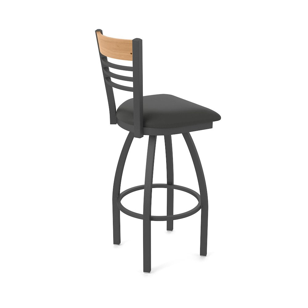 30" Swivel Bar Stool, Pewter Finish, Medium Back, Canter Iron Seat