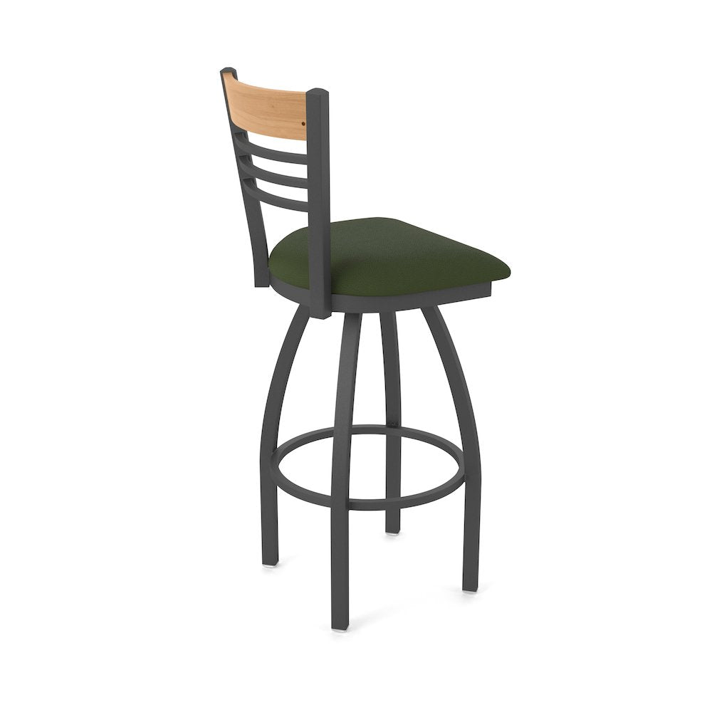 30" Swivel Bar Stool, Pewter Finish, Medium Back, Canter Pine Seat