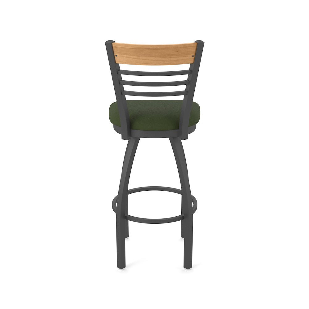 30" Swivel Bar Stool, Pewter Finish, Medium Back, Canter Pine Seat