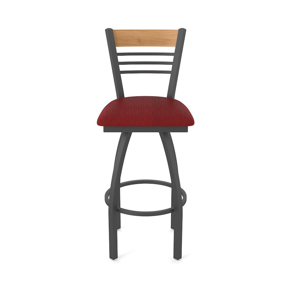 30" Swivel Bar Stool, Pewter Finish, Medium Back, Graph Ruby Seat