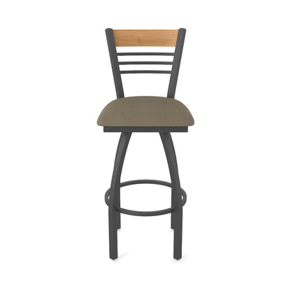 30" Swivel Bar Stool, Pewter Finish, Medium Back, Graph Cork Seat