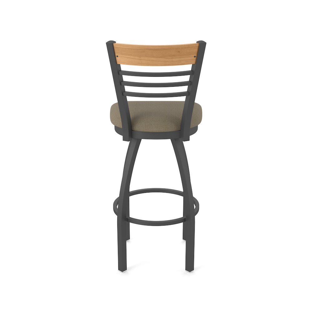30" Swivel Bar Stool, Pewter Finish, Medium Back, Graph Cork Seat