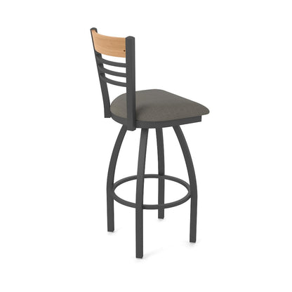 30" Swivel Bar Stool, Pewter Finish, Medium Back, Graph Chalice Seat