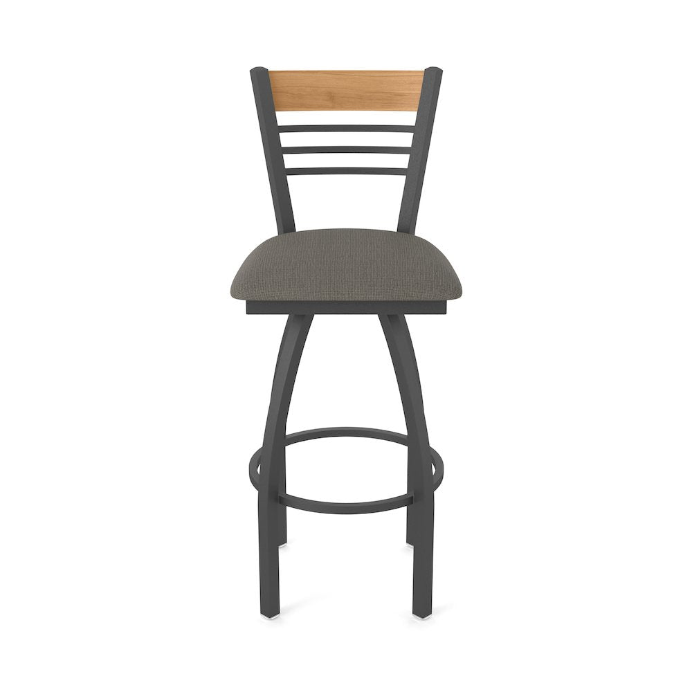 30" Swivel Bar Stool, Pewter Finish, Medium Back, Graph Chalice Seat