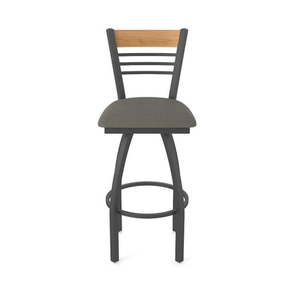 30" Swivel Bar Stool, Pewter Finish, Medium Back, Graph Chalice Seat