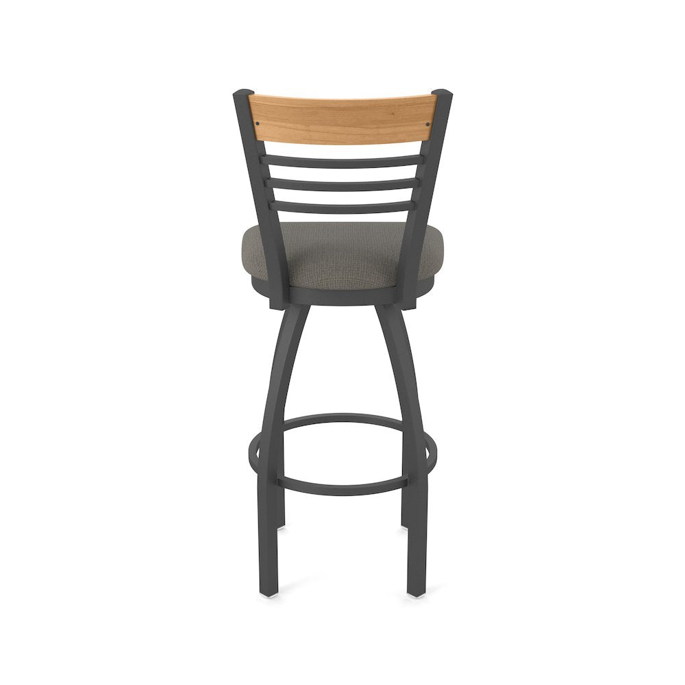 30" Swivel Bar Stool, Pewter Finish, Medium Back, Graph Chalice Seat
