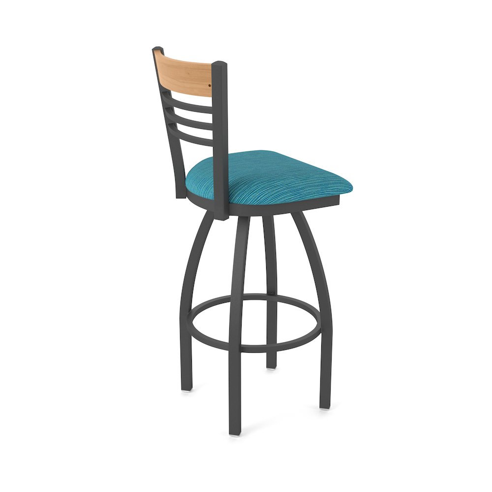 30" Swivel Bar Stool, Pewter Finish, Medium Back, Graph Tidal Seat
