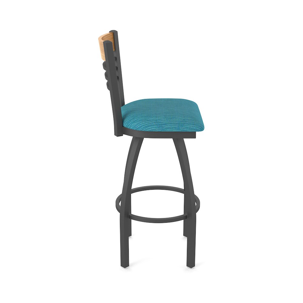 30" Swivel Bar Stool, Pewter Finish, Medium Back, Graph Tidal Seat