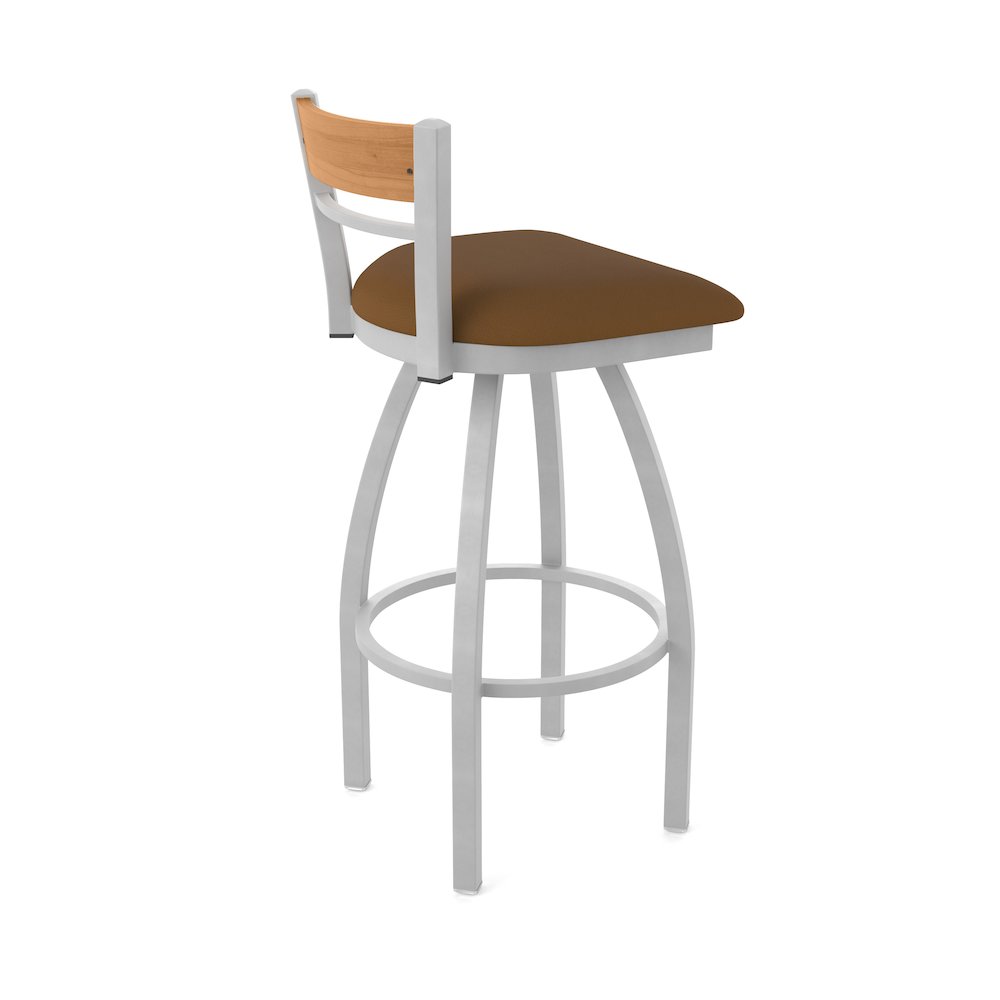 30" Swivel Bar Stool, Anodized Nickel Finish, Medium Back, Canter Thatch Seat