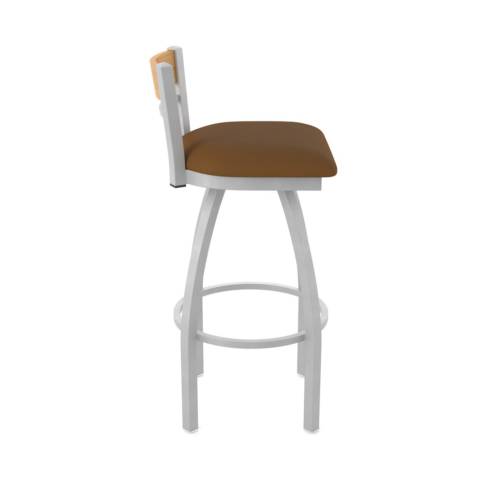 30" Swivel Bar Stool, Anodized Nickel Finish, Medium Back, Canter Thatch Seat