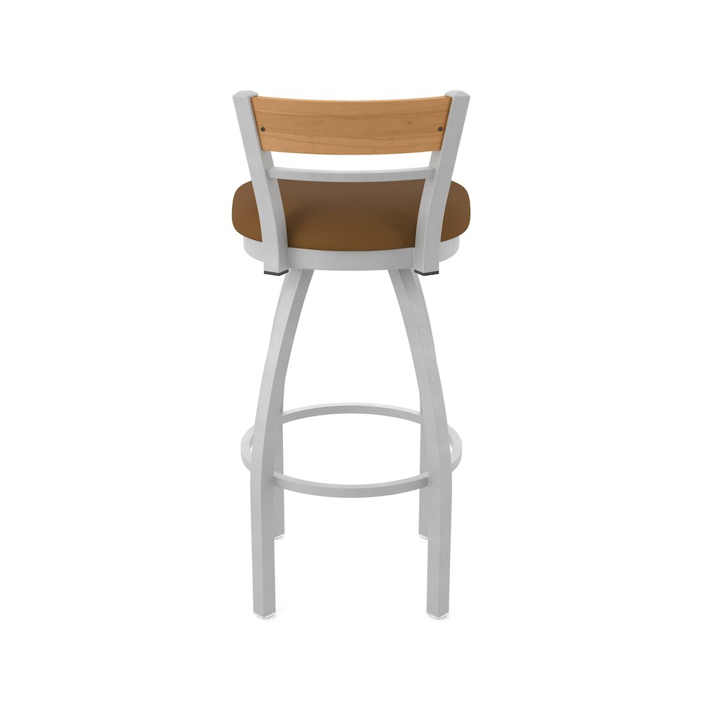 30" Swivel Bar Stool, Anodized Nickel Finish, Medium Back, Canter Thatch Seat