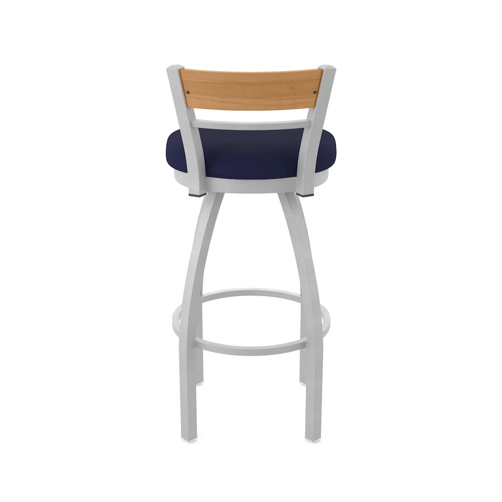 30" Swivel Bar Stool, Anodized Nickel Finish, Medium Back, Canter Twilight Seat
