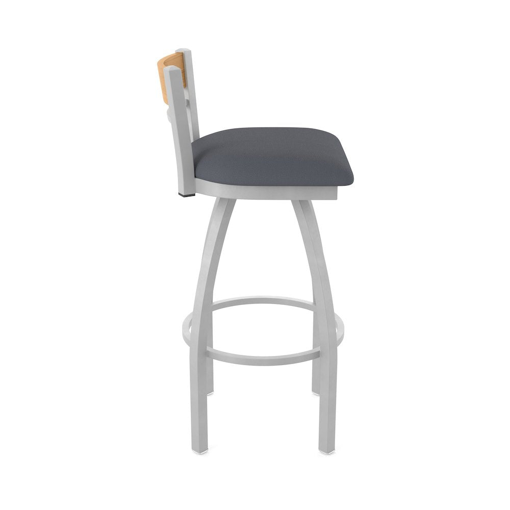 30" Swivel Bar Stool, Anodized Nickel Finish, Medium Back, Canter Storm Seat
