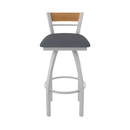 30" Swivel Bar Stool, Anodized Nickel Finish, Medium Back, Canter Storm Seat