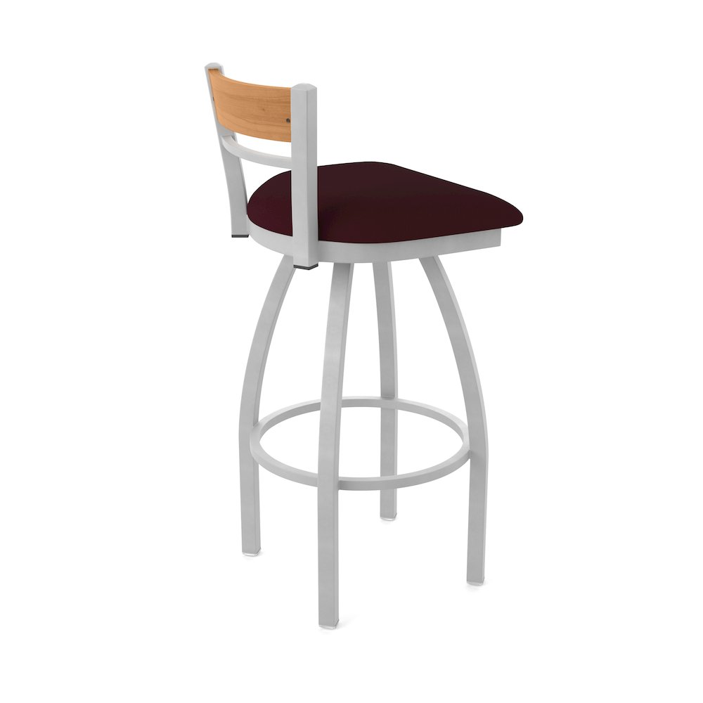 30" Swivel Bar Stool, Anodized Nickel Finish, Medium Back, Canter Bordeaux Seat
