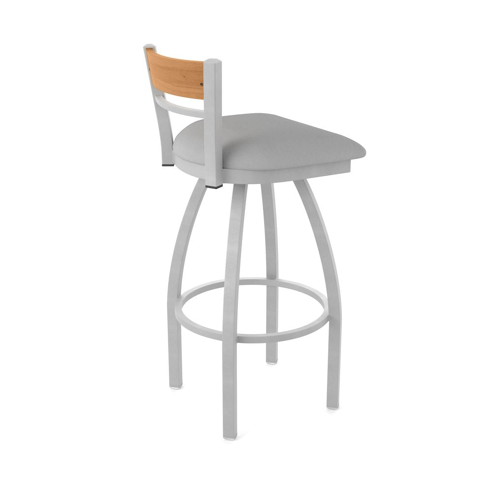 30" Swivel Bar Stool, Anodized Nickel Finish, Medium Back