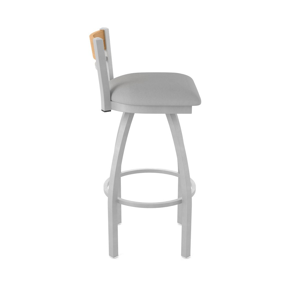 30" Swivel Bar Stool, Anodized Nickel Finish, Medium Back
