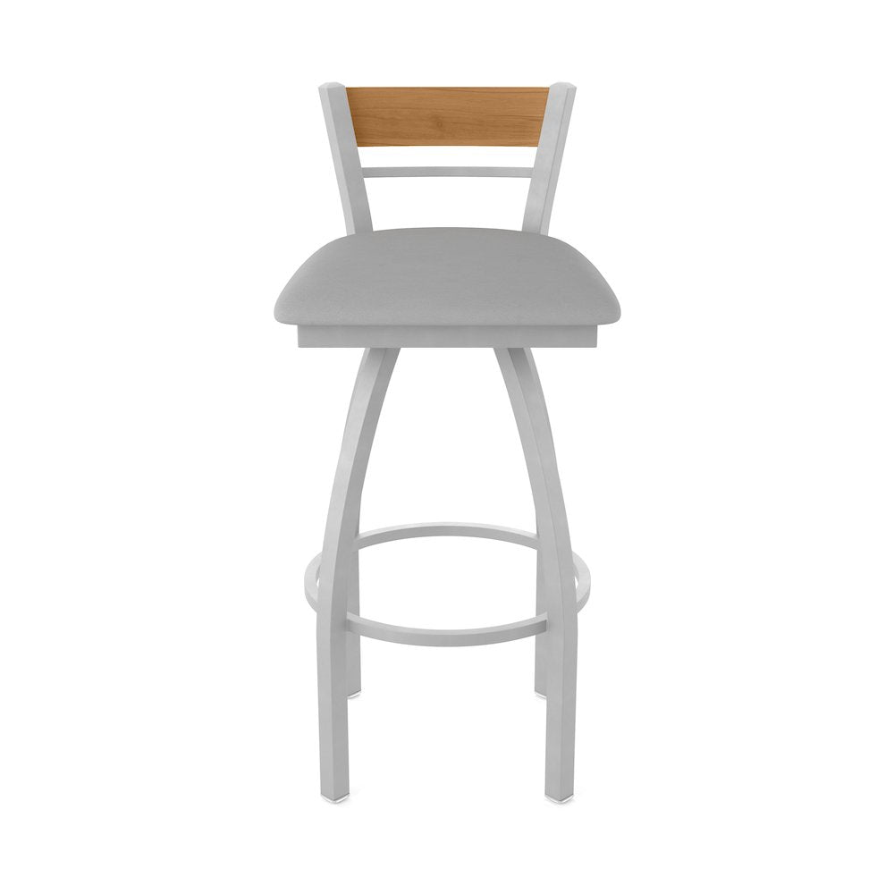 30" Swivel Bar Stool, Anodized Nickel Finish, Medium Back