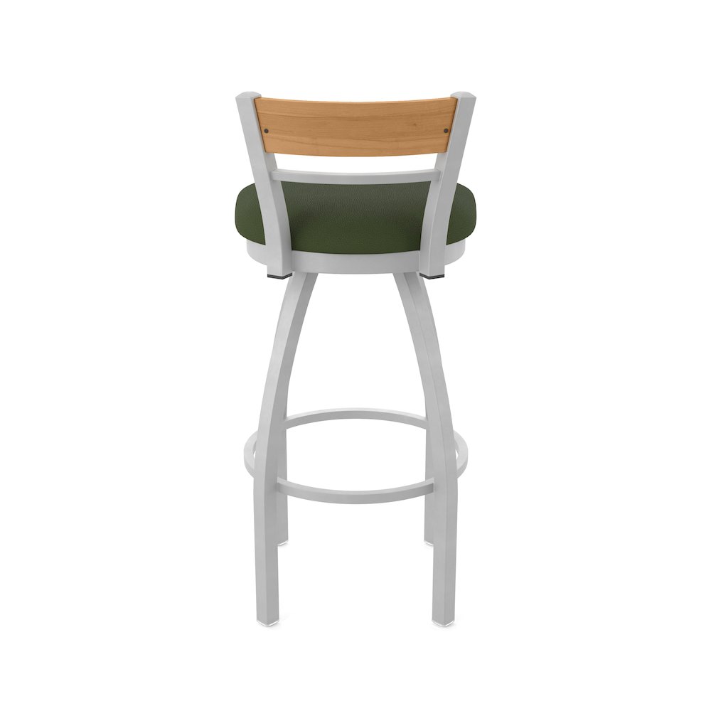 30" Swivel Bar Stool, Anodized Nickel Finish, Medium Back, Canter Pine Seat