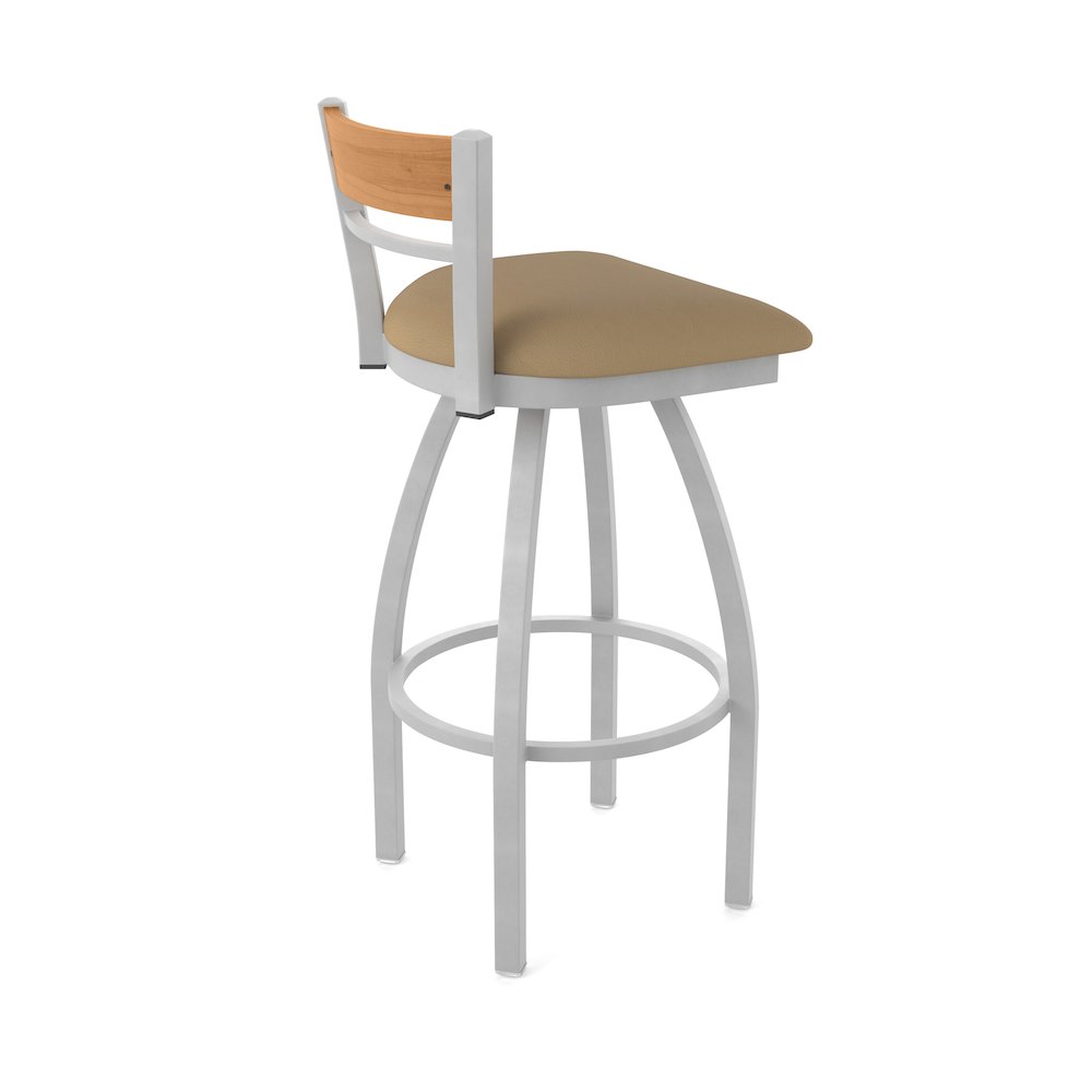30" Swivel Bar Stool, Anodized Nickel Finish, Medium Back, Canter Sand Seat