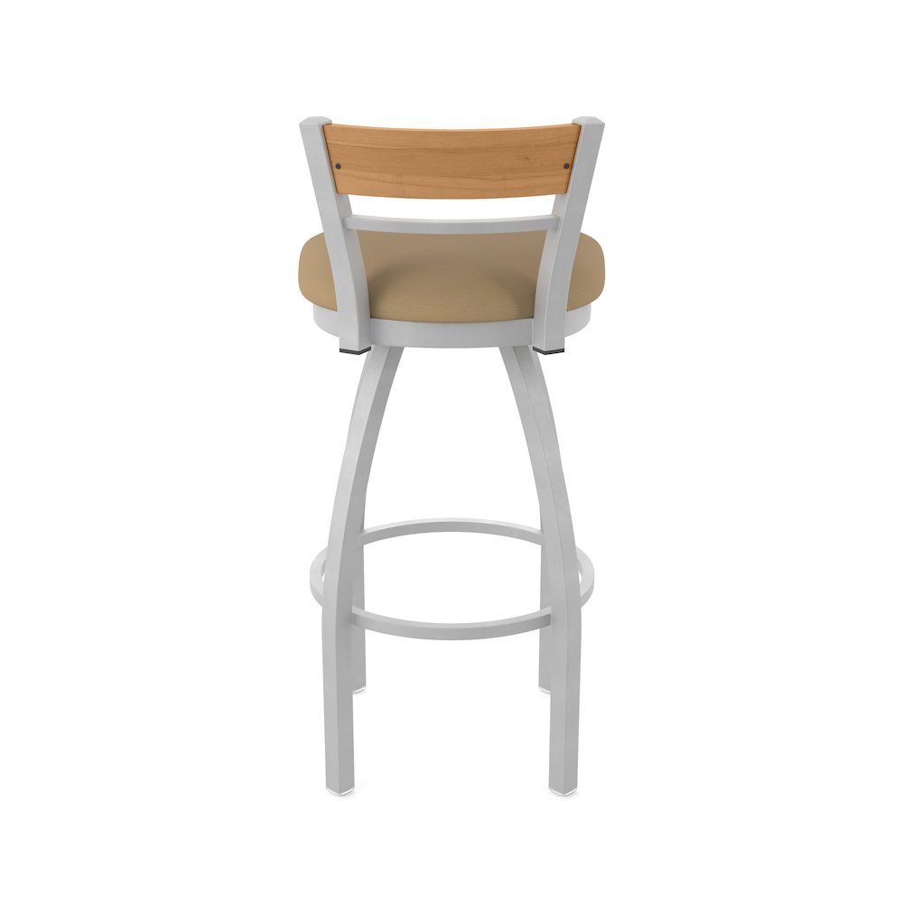 30" Swivel Bar Stool, Anodized Nickel Finish, Medium Back, Canter Sand Seat