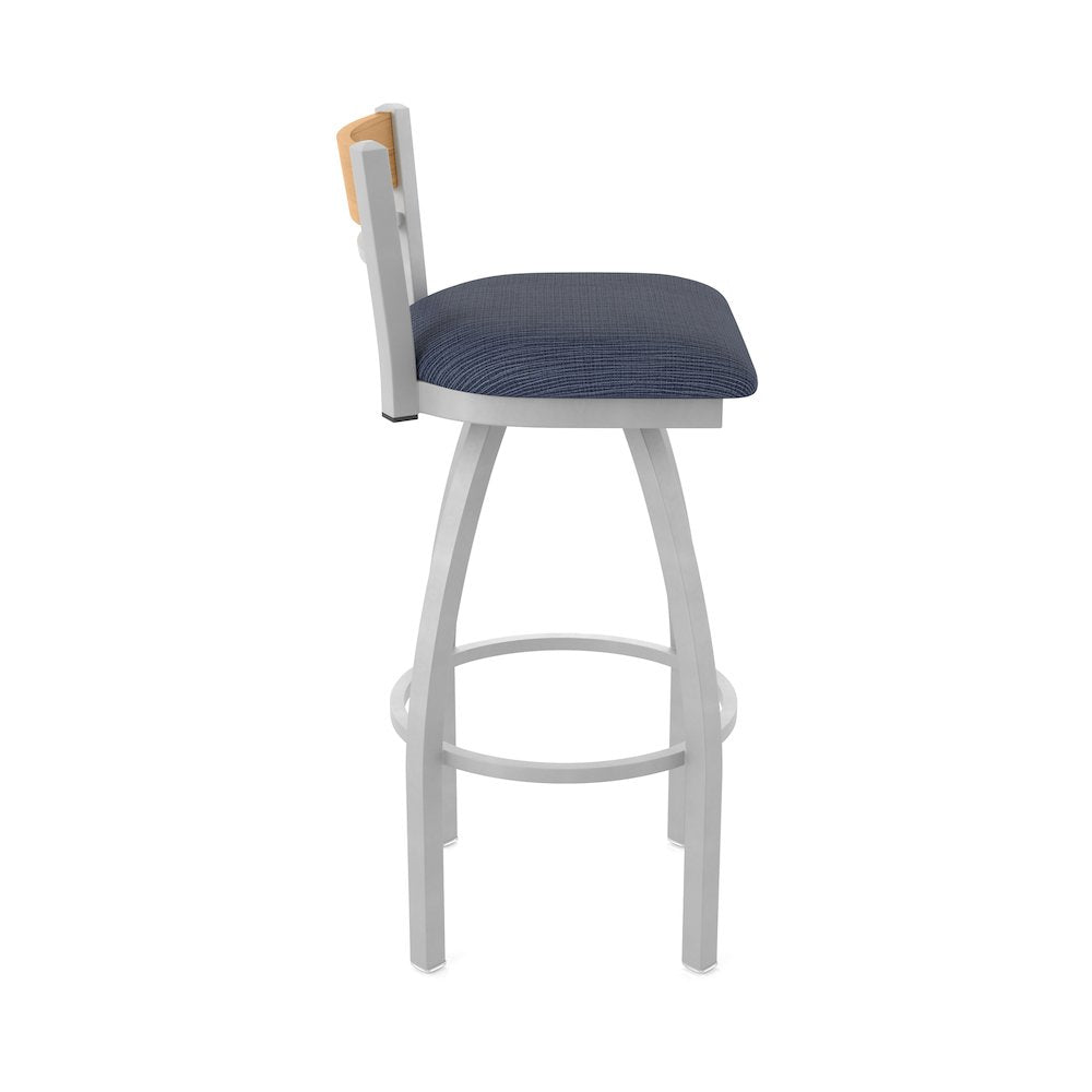 30" Swivel Bar Stool, Anodized Nickel Finish, Medium Back, Graph Anchor Seat