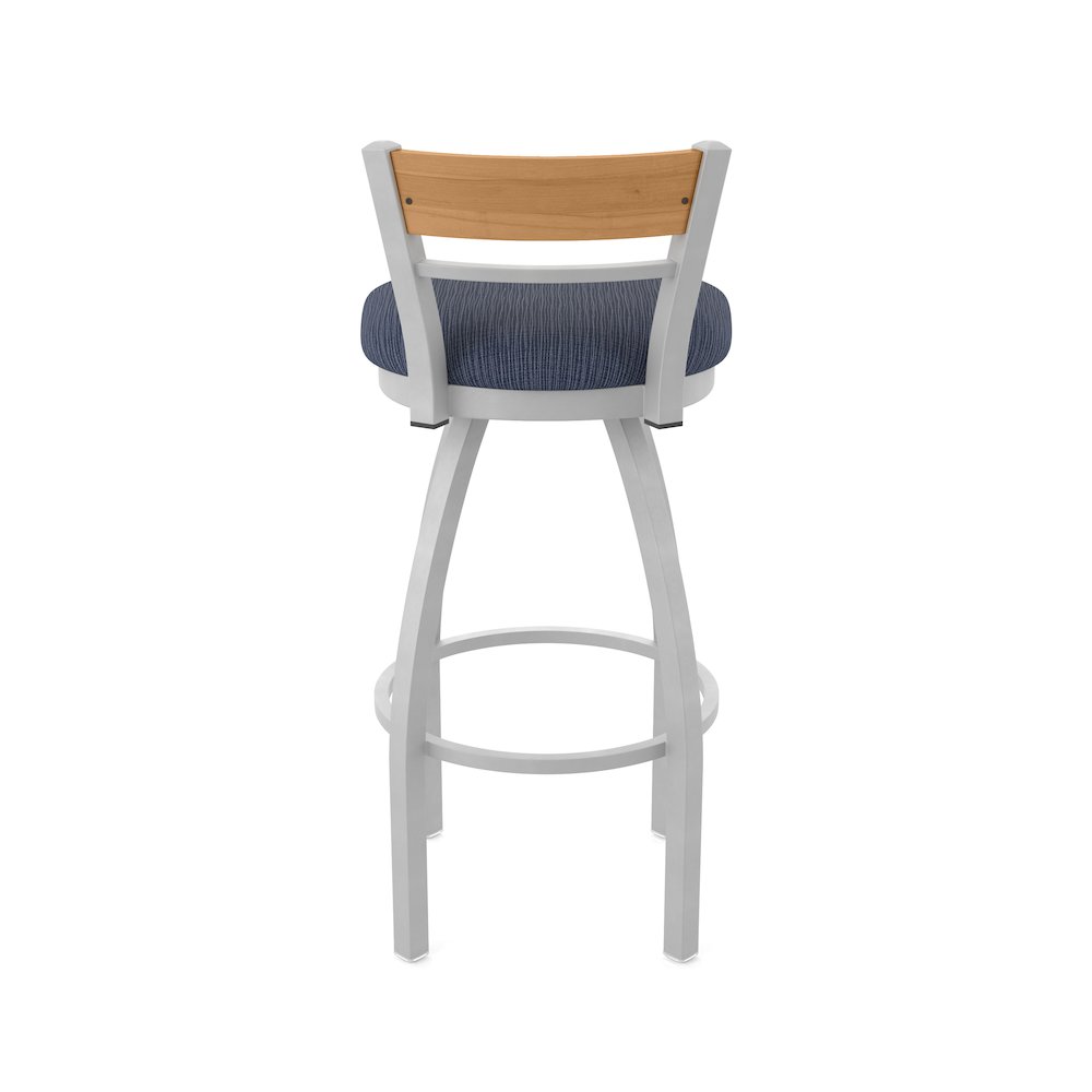 30" Swivel Bar Stool, Anodized Nickel Finish, Medium Back, Graph Anchor Seat