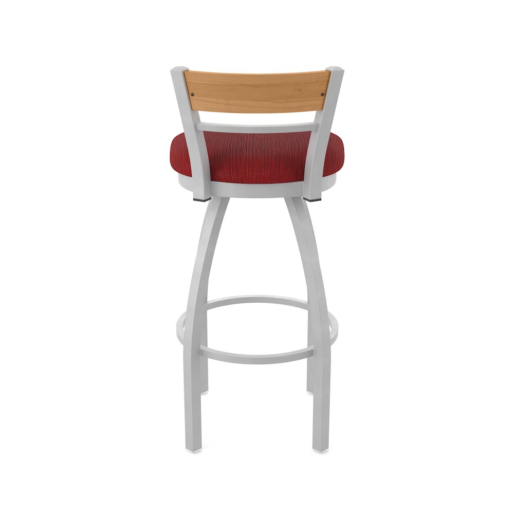30" Swivel Bar Stool, Anodized Nickel Finish, Medium Back, Graph Ruby Seat