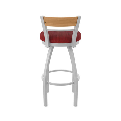 30" Swivel Bar Stool, Anodized Nickel Finish, Medium Back, Graph Ruby Seat