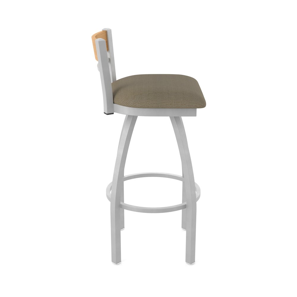 30" Swivel Bar Stool, Anodized Nickel Finish, Medium Back, Graph Cork Seat